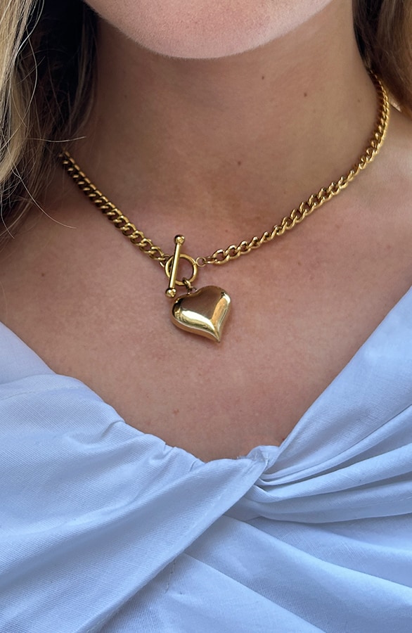 Chunky Heart Chain Goud – shoparchief