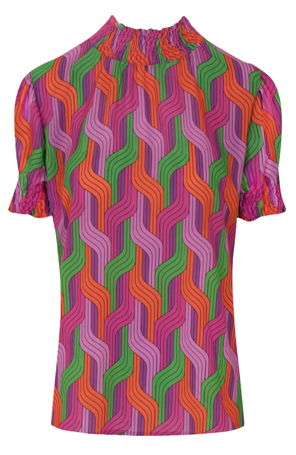 Col Top Print Groen Oranje – shoparchief