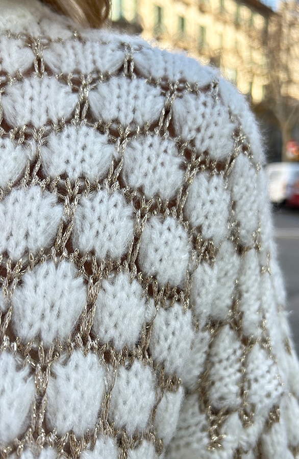 Gestrickter Lurex Pullover Ecru, Foto 6