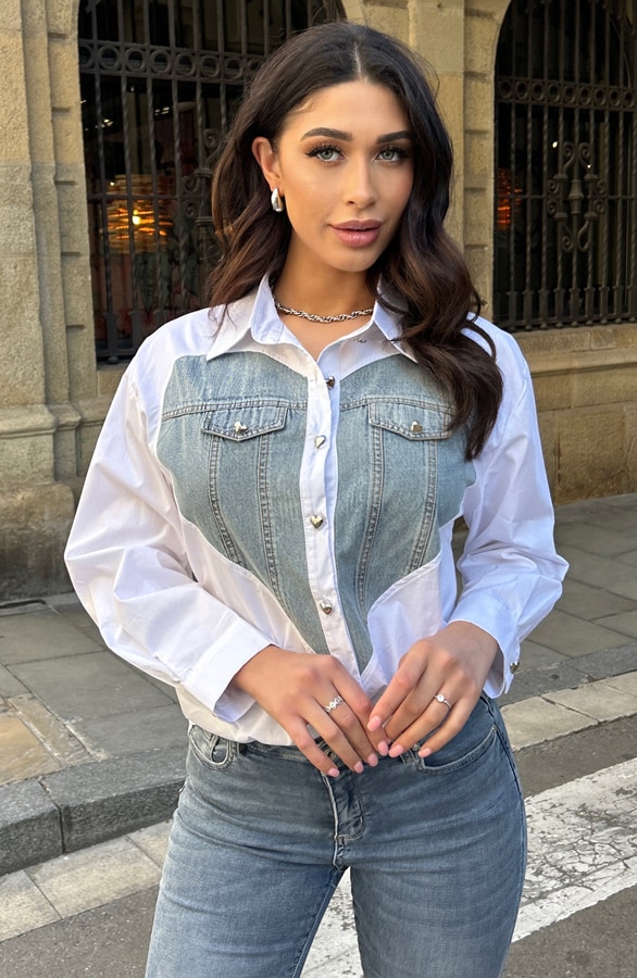 Heart Blouse Katoen White – shoparchief, foto 2