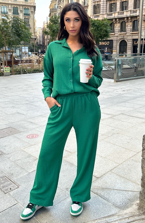 LA Knopen Blouse Bright Green – shoparchief, foto 4