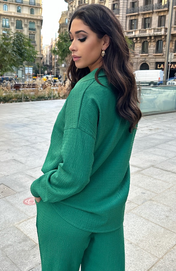 LA Knopen Blouse Bright Green – shoparchief, foto 3