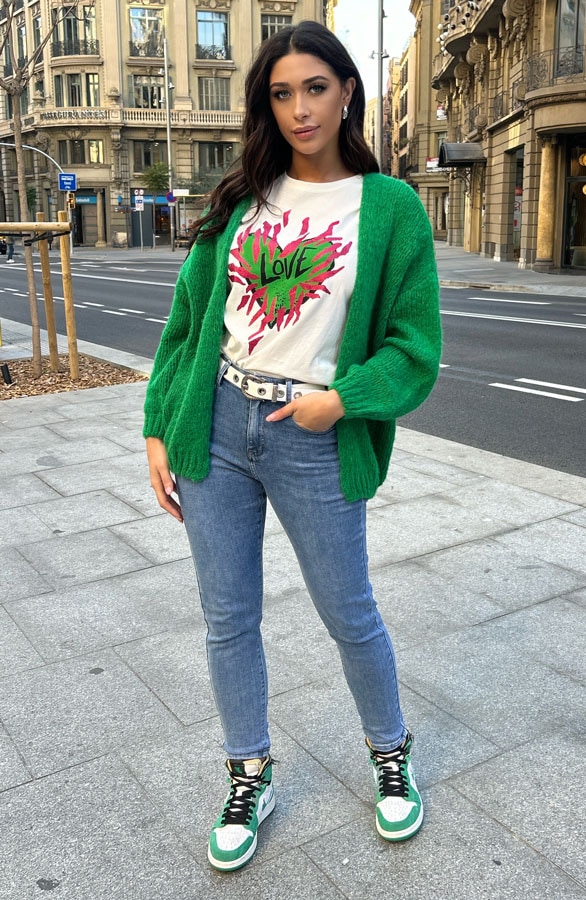 Oversized Knitted Vest Bright Green – shoparchief, foto 5