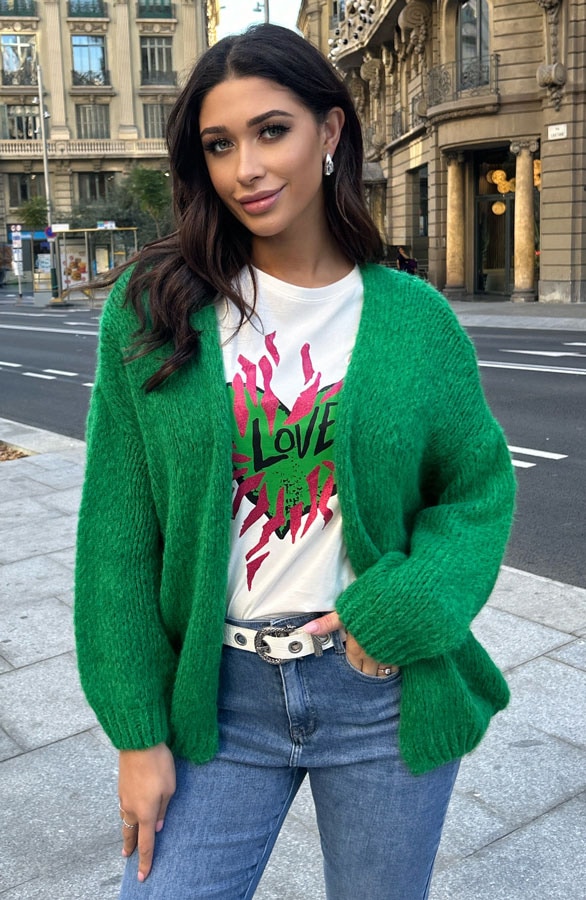 Oversized Knitted Vest Bright Green – shoparchief