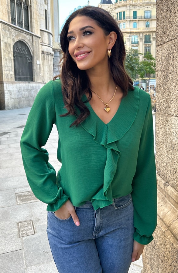 Ruches Detailed Blouse Bright Green – shoparchief