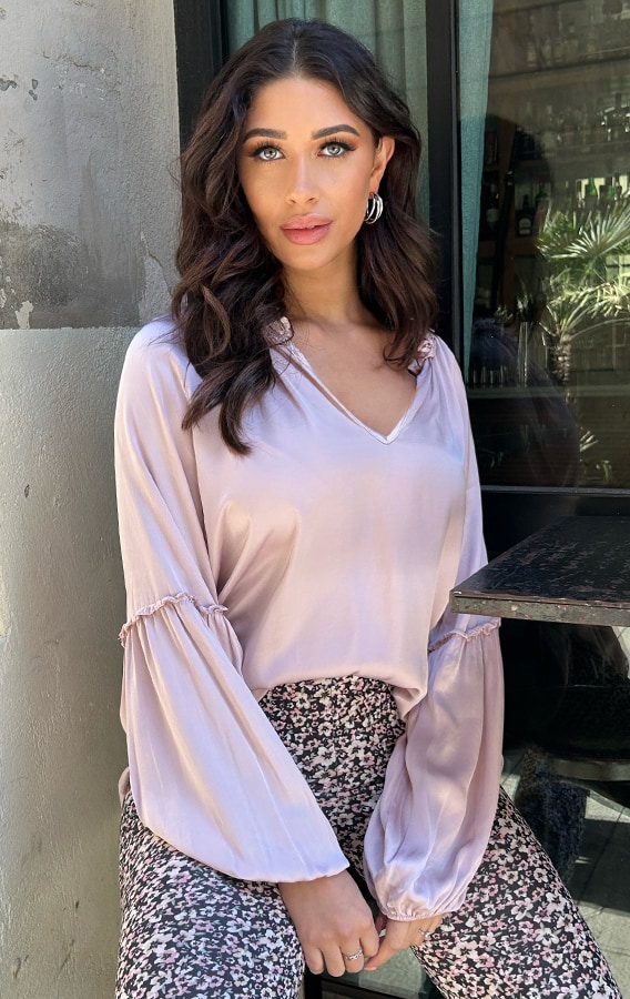 Silk Ruffle Blouse Roze – shoparchief