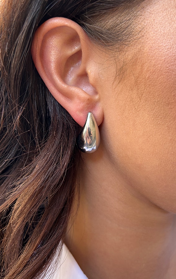 Teardrop Chunky Oorbellen Zilver – shoparchief, foto 3