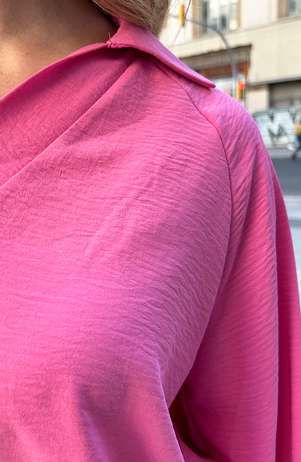 V-Hals Blouse Rome Fuchsia – shoparchief, foto 5