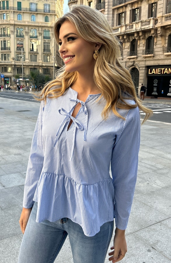 Bluse Mit Schleifchen Blue, Shoparchiv, Foto 3