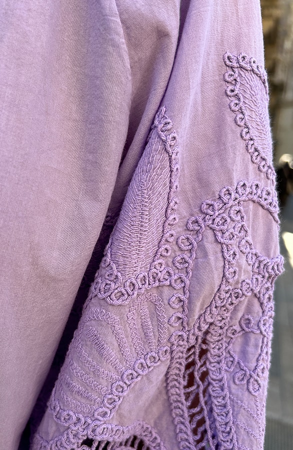 Embroidery Blouse Oversized Cotton Lila – shoparchief, foto 4