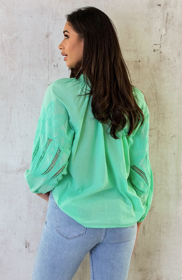 Embroidery Blouse Oversized Cotton Lime – shoparchief, foto 2