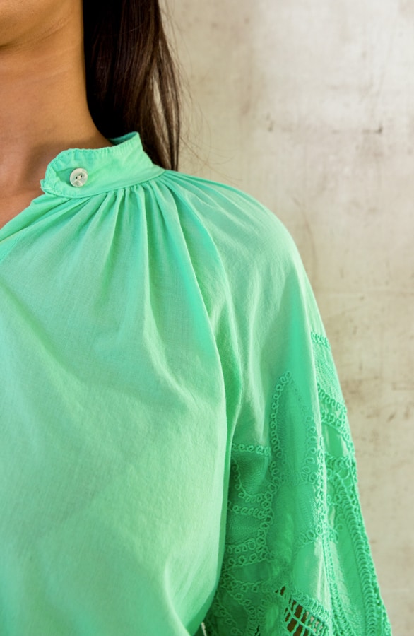 Embroidery Blouse Oversized Cotton Lime – shoparchief, foto 5