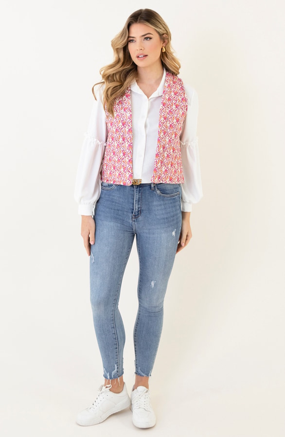 Gilet Print Fuchsia Oranje – shoparchief, foto 3