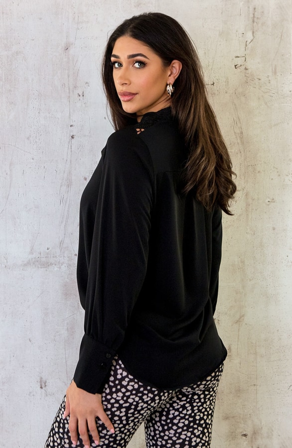 Luxury Kanten Blouse Zwart – shoparchief, foto 3