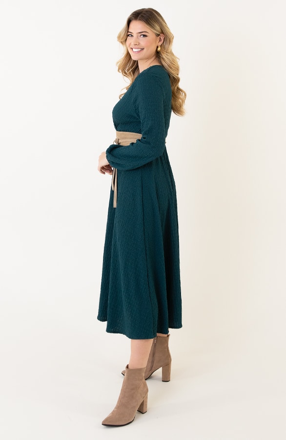 Maxi Jurk Smocked V-hals Smaragd – shoparchief, foto 4