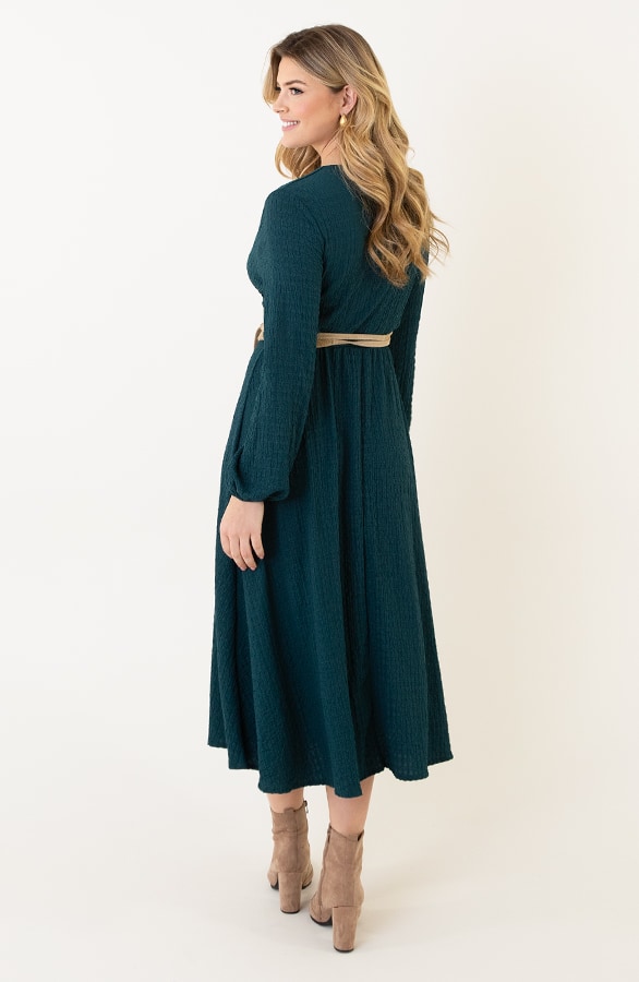 Maxi Jurk Smocked V-hals Smaragd – shoparchief, foto 5