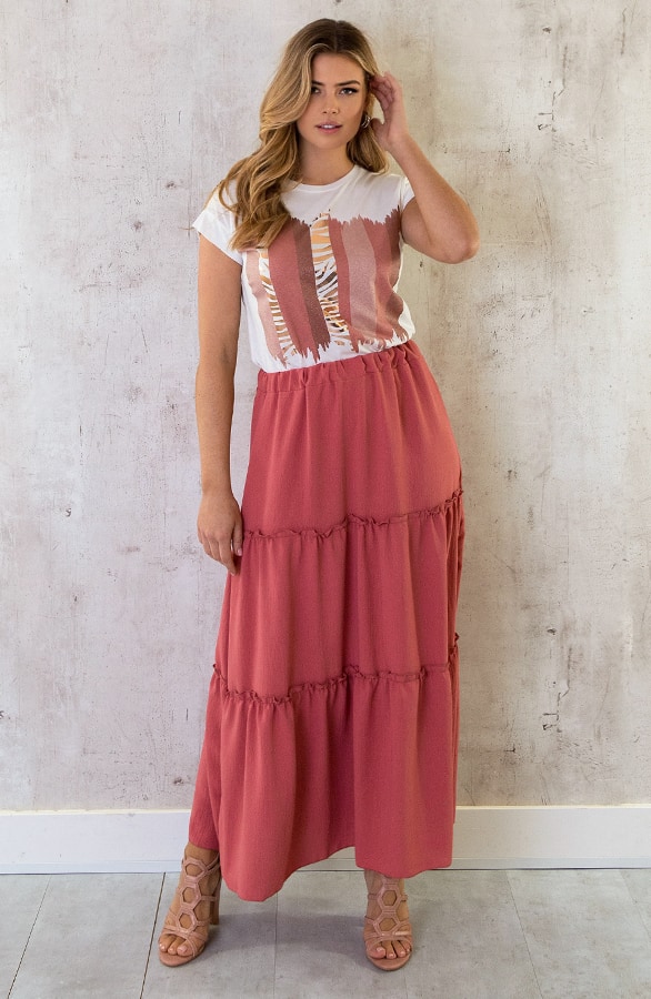 Maxi Rok Ruffle Dust Roze – shoparchief, foto 6