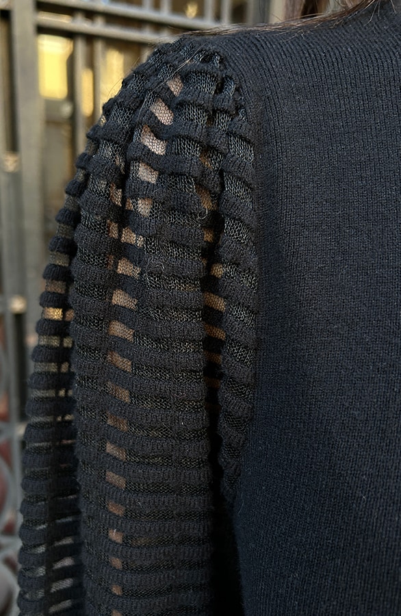 Mesh Pofmouwen Trui Zwart – tops, foto 5
