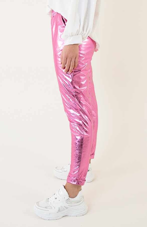 Metallic Foil Dames Broek Roze – shoparchief, foto 2