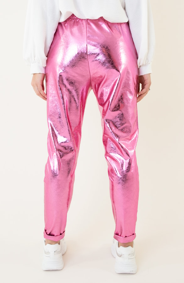 Metallic Foil Dames Broek Roze – shoparchief, foto 3