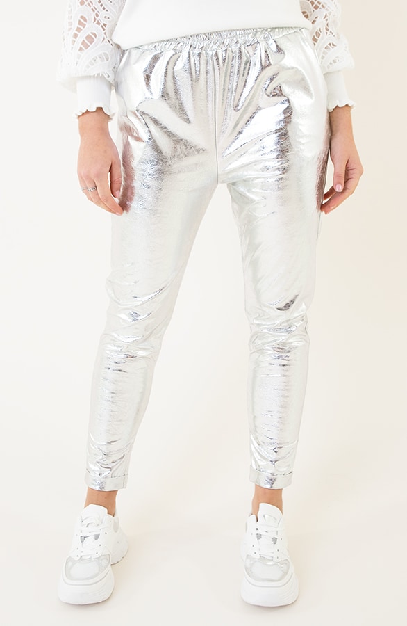 Metallic Foil Dames Broek Zilver – shoparchief