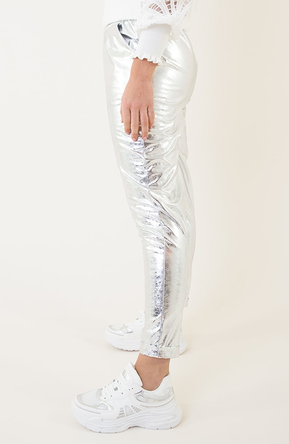 Metallic Foil Dames Broek Zilver – shoparchief, foto 2