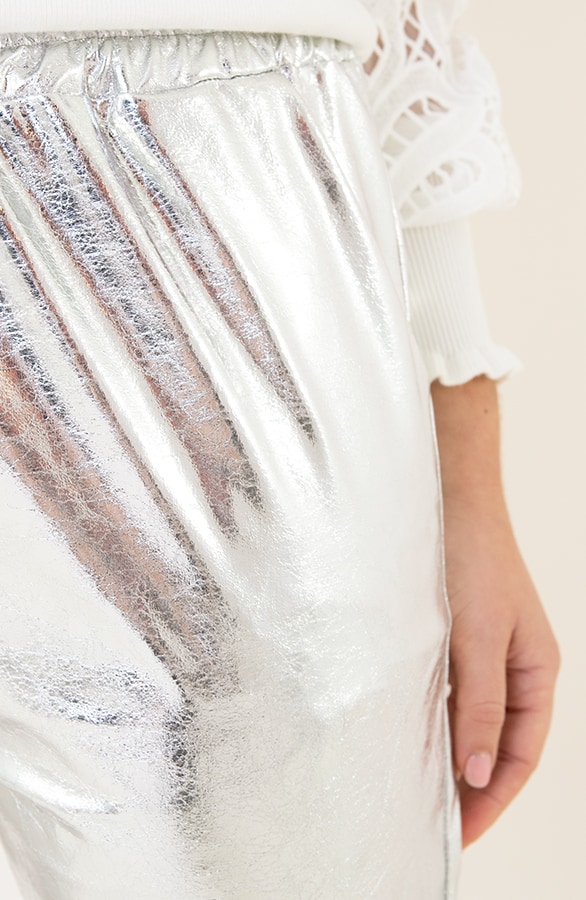 Metallic Foil Dames Broek Zilver – shoparchief, foto 4