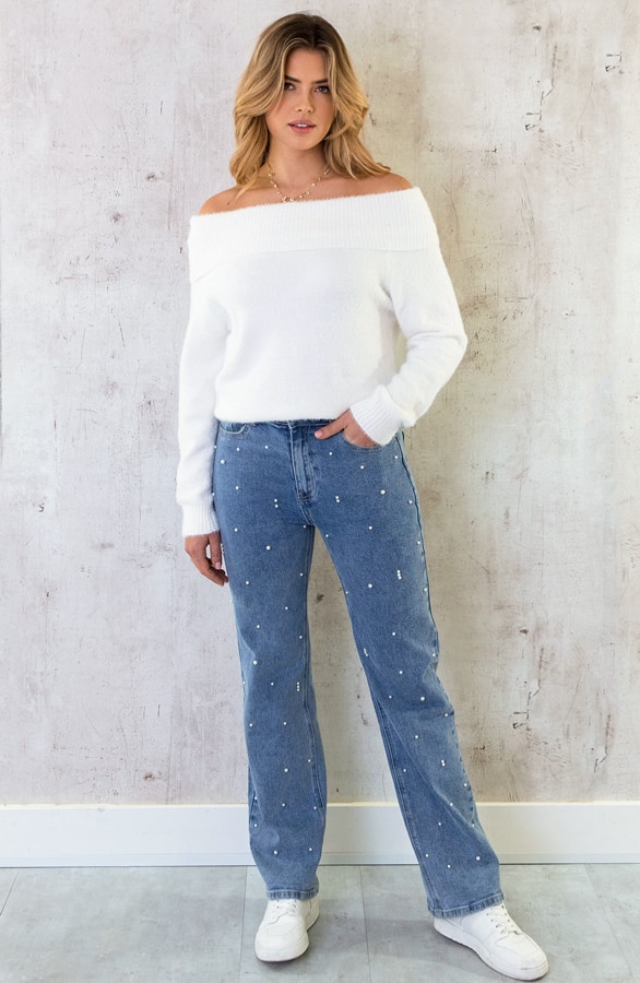 Off Shoulder Trui Off White – shoparchief, foto 5