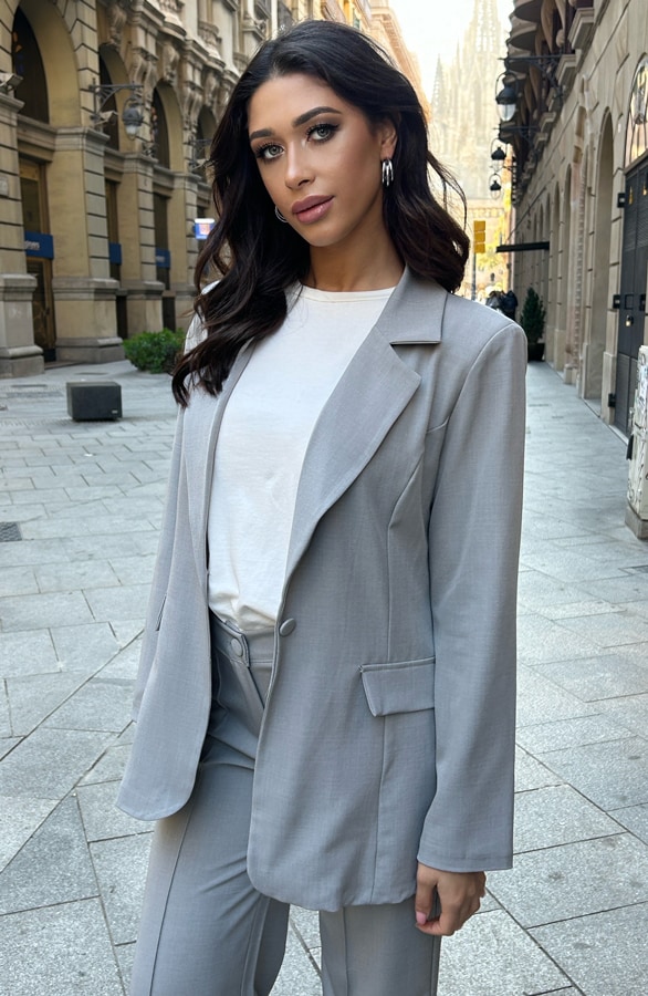 Oversized Detailed Blazer Grey – shoparchief