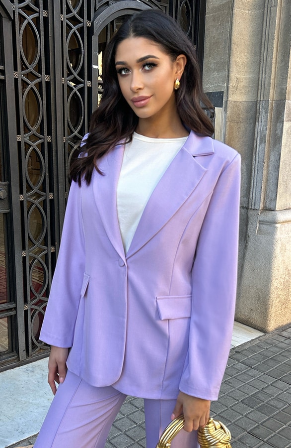 Oversized Detailed Blazer Lila – shoparchief