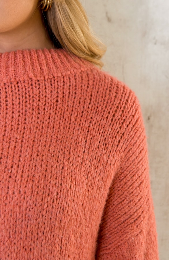 Oversized Soft Trui Ruffle Koraal – shoparchief, foto 6