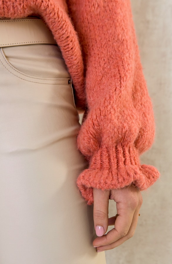 Oversized Soft Trui Ruffle Koraal – shoparchief, foto 4