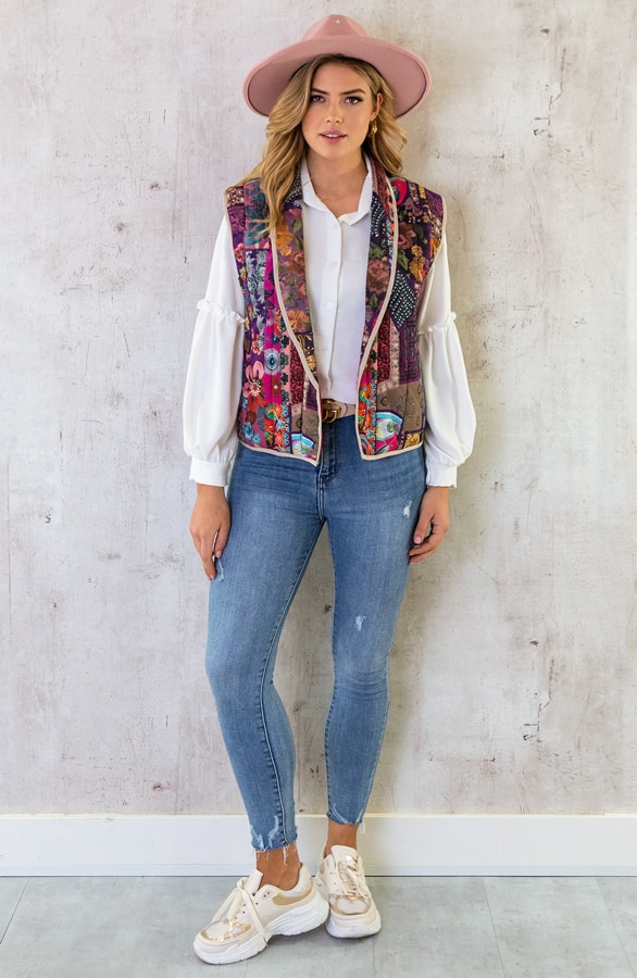 Patchwork Gilet Multicolor – shoparchief, foto 9
