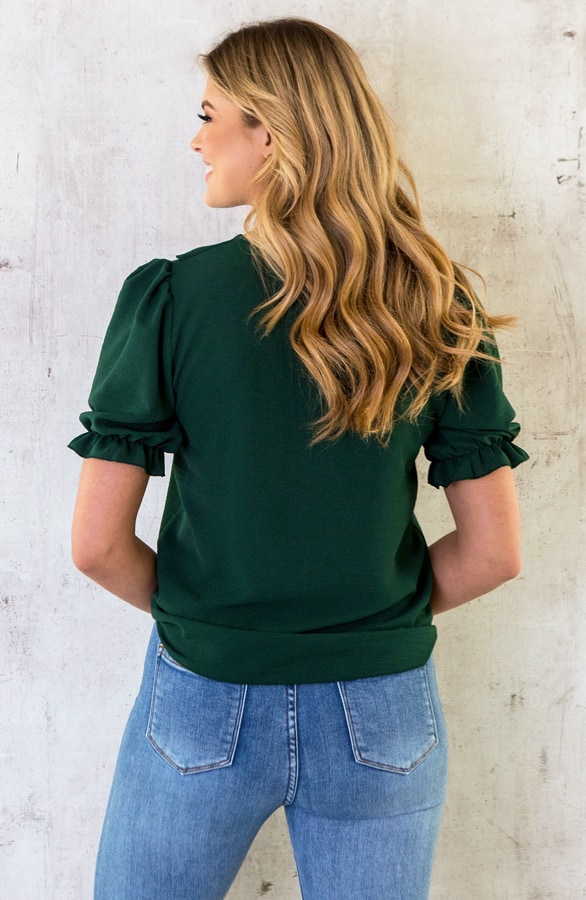 Rüschen Bluse Kurzarm Smaragd, Shoparchiv, Foto 12