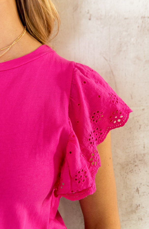 Ruffle Embroidery Top Fuchsia – shoparchief, foto 8
