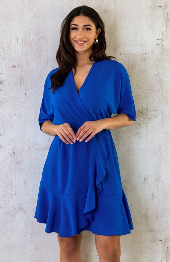 Saint Tropez Ruffle Jurk Kobalt – shoparchief, foto 6