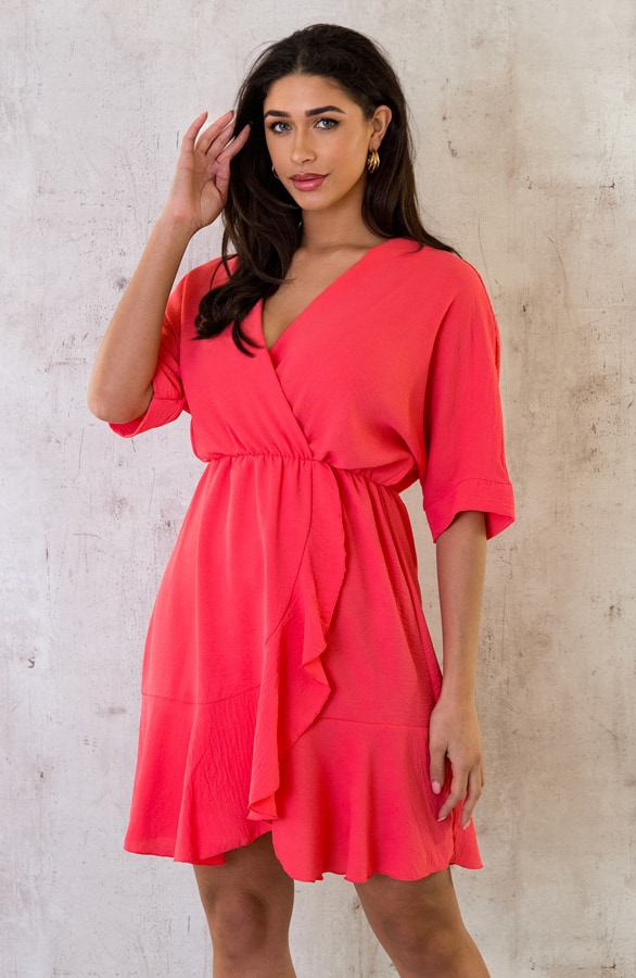 Saint Tropez Ruffle Jurk Koraal – shoparchief, foto 8