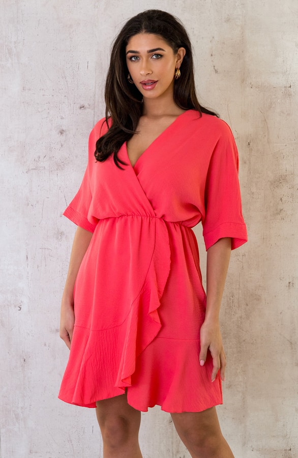 Saint Tropez Ruffle Jurk Koraal – shoparchief, foto 6