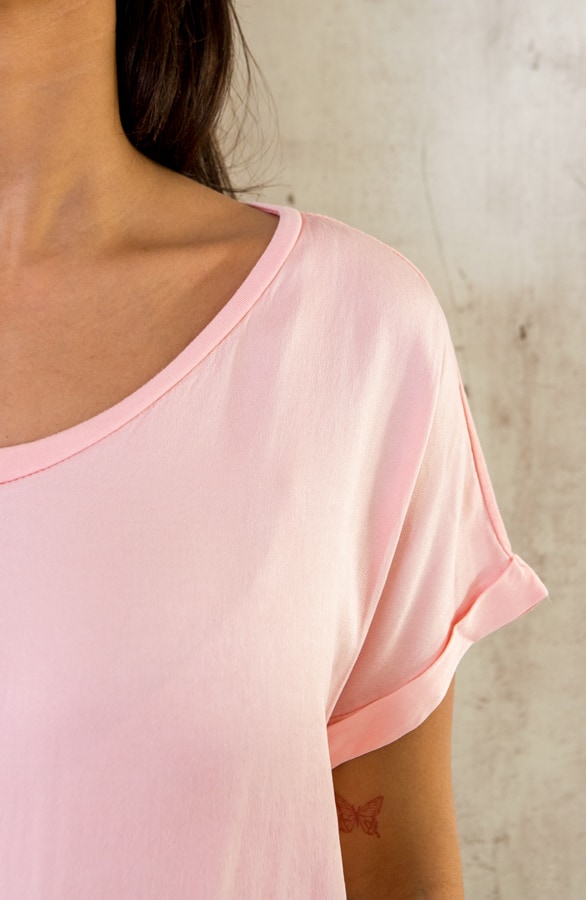 Silk Touch Top V-Hals Baby Pink – shoparchief, foto 4