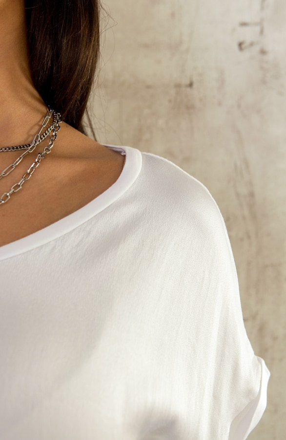 Silk Touch Top V-Hals Ecru – shoparchief, foto 5