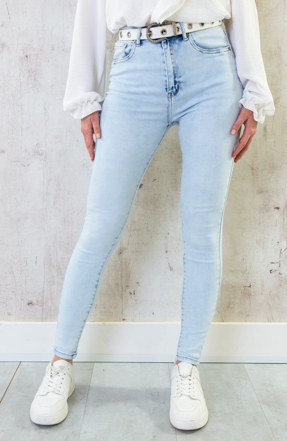 Skinny Jeans High Waist Bleached Blue – shoparchief