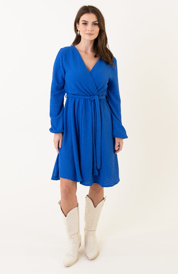 Smocked Jurk V-Hals Kobalt – shoparchief, foto 4