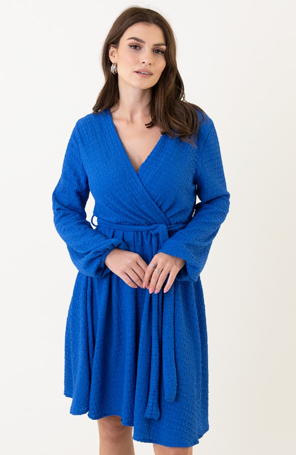 Smocked Jurk V-Hals Kobalt – shoparchief, foto 2