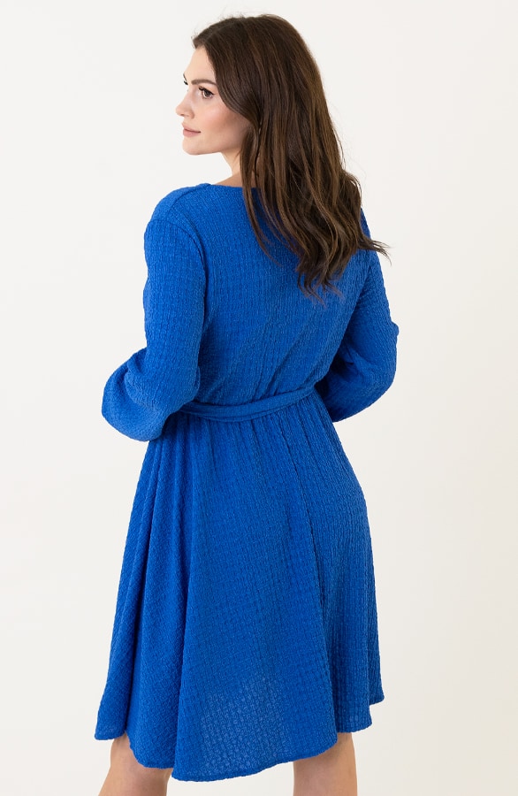 Smocked Jurk V-Hals Kobalt – shoparchief, foto 3