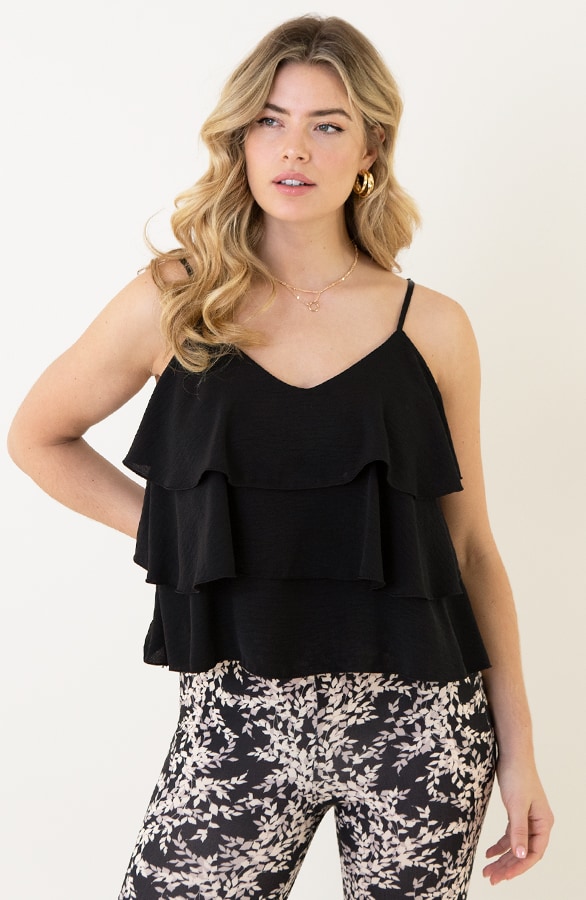 Spaghetti Ruffle Top Zwart – shoparchief, foto 5