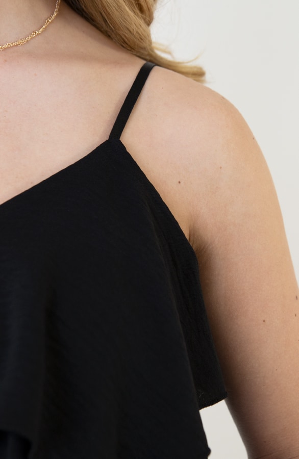 Spaghetti Ruffle Top Zwart – shoparchief, foto 7