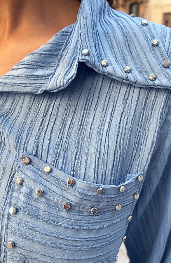Studs Pocket Blouse Baby Blue – shoparchief, foto 5