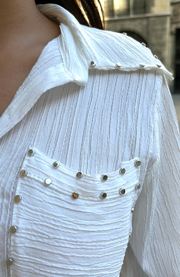 Studs Pocket Blouse Ecru – shoparchief, foto 11