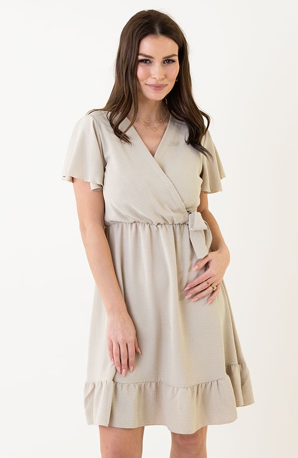 Toscane V-hals Jurk Beige – shoparchief, foto 6