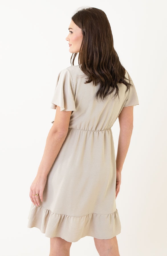 Toscane V-hals Jurk Beige – shoparchief, foto 7